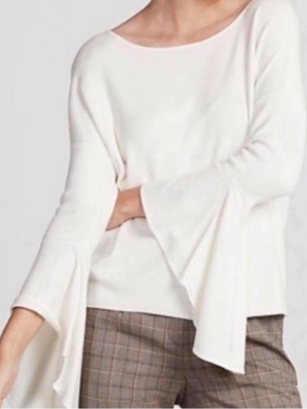 Cyrus Cream Bell-Sleeve Top
